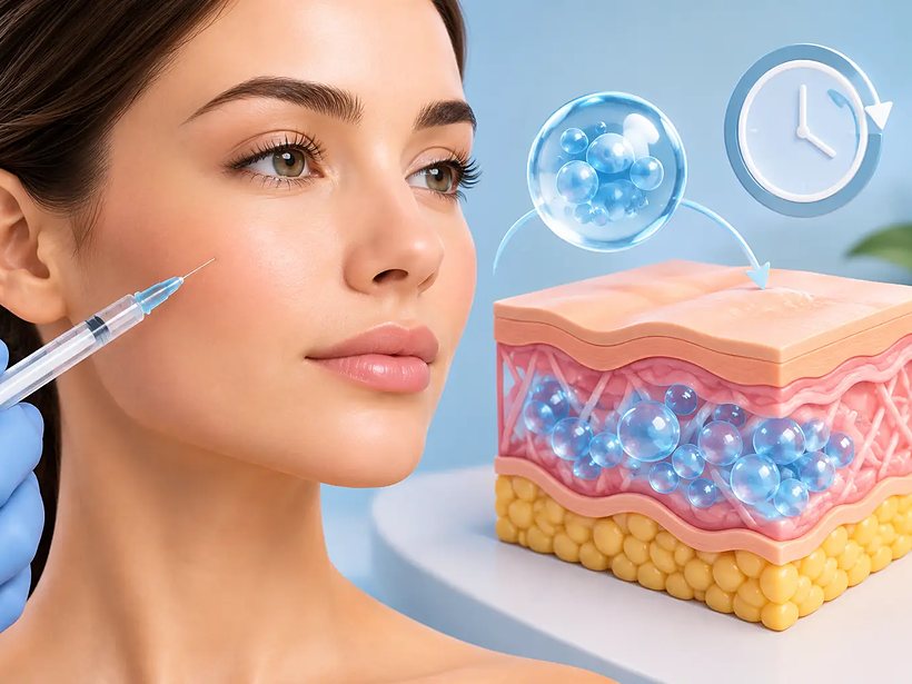 Trattamento con acido ialuronico e schema del derma con riassorbimento nel tempo — studio del Dott. Valle a Genova